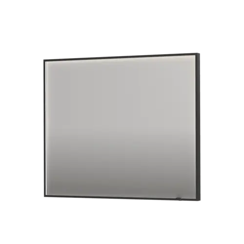 SP19 rektangulært spejl i ramme med direkte LED-belysning - 120x4x80 - mat sort