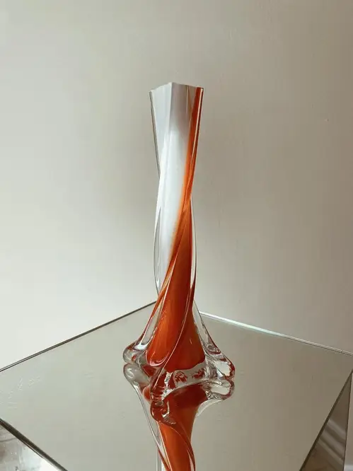 Italiensk Vintage Vase -Swirl - Orange/Hvid