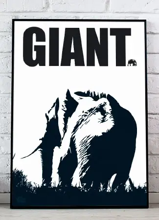 Plakat med elefant - 21 x 29,7 (A4) Kr. 199,-