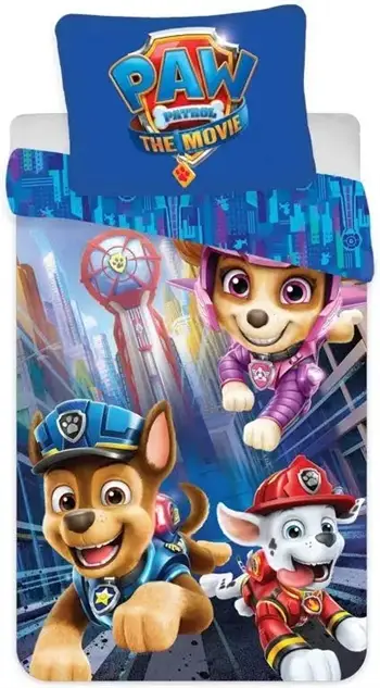 Paw Patrol The Movie Junior sengetøj 100x140 cm - Paw Patrol sengesæt junior - The Movie - 2 i 1 - 100% bomuld