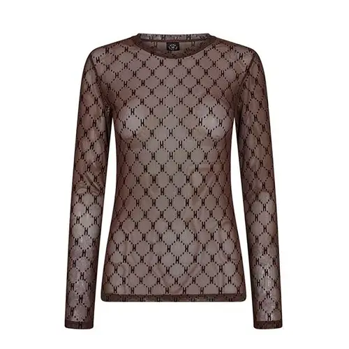 HYPE THE DETAiL mesh blouse - Brown