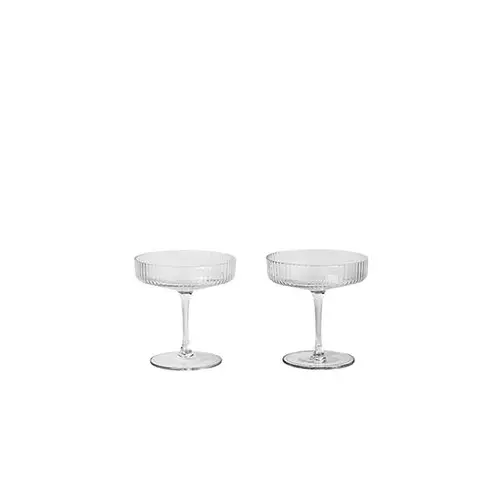 Ferm Living Ripple Champagne Saucer glas - 2 stk.