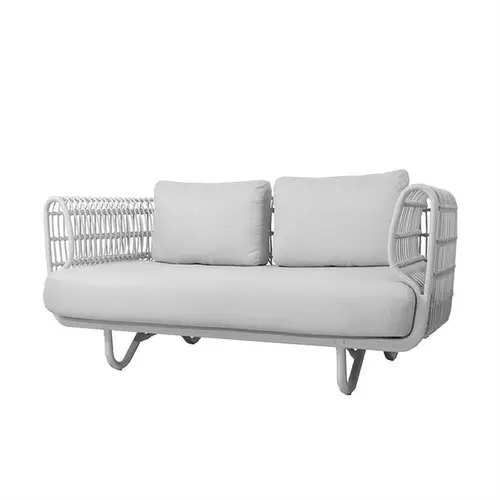 Cane-Line Nest 2 pers. sofa - Hvid med hvide hynder