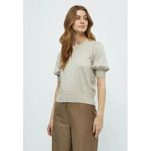 Minus Liva knit tee - Sand grey melange