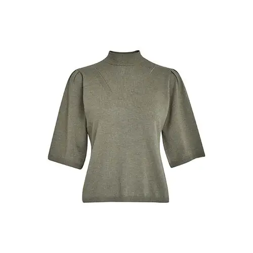 Minus Kylina high neck knit t-shirt - Gothic olive melange