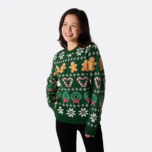 Grøn Familie Julesweater Dame