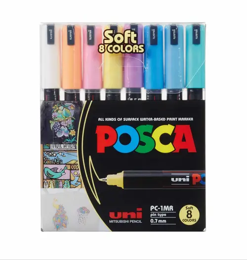 Posca Tuscher sæt, Pastelfarver PC- 1MR, 8 stk