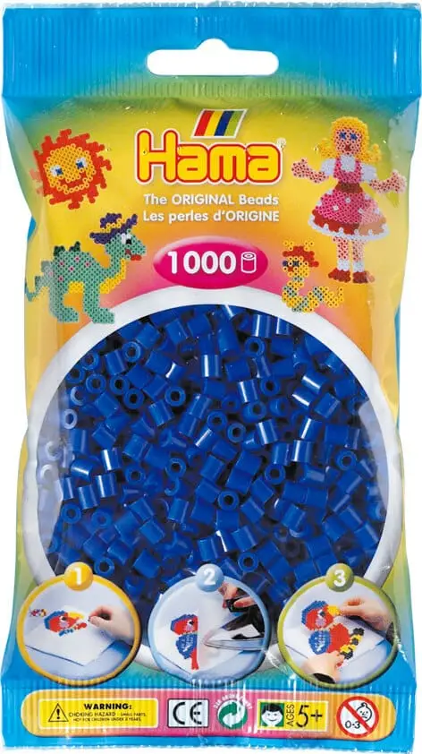 Hama Perler - 1000 stk blå - Midi (207-08)