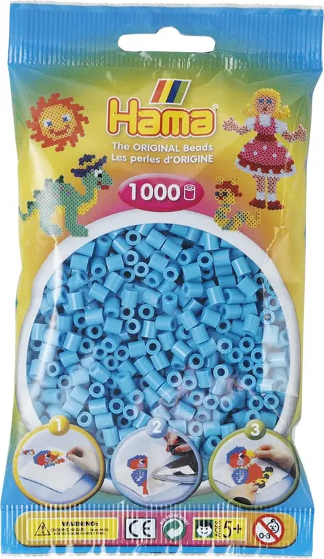 Hama Perler - 1000 stk azurblå - Midi (207-49)