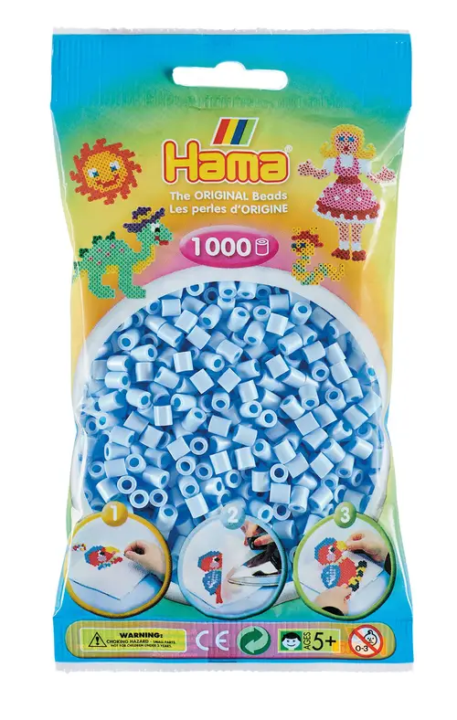 Hama perler - 1000 stk Pastel isblå - Midi (207-97)