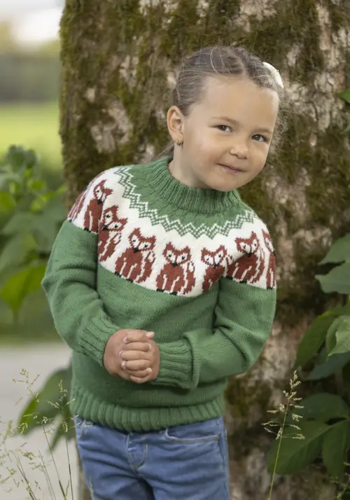 &quot;Mikkel ræv&quot; Genser- Viking Design 2424-8 Kit - 1 - 8år - Viking Baby merino , fra Viking