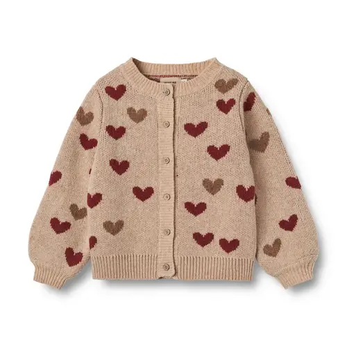 Wheat Cardigan Jacquard Hearts - Wheat - Cardigans - GladeRollinger.dk