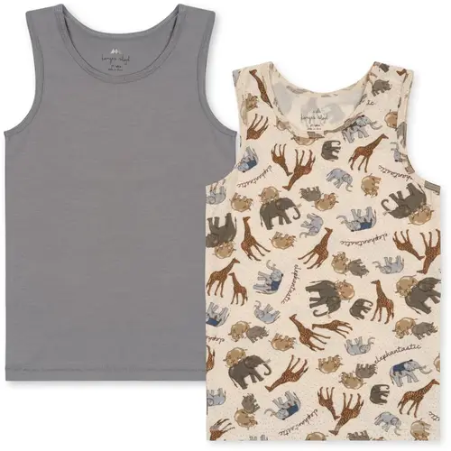 2-Pak Undertrøje Tank Top, Elephantastic/Sleet, Konges Sløjd