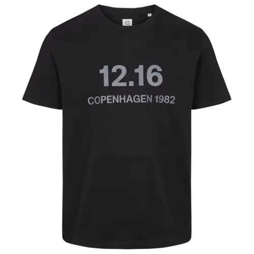 Twelve Sixteen T-Shirt 100% Økologisk Bomuld  12.16 logo Sort - Small