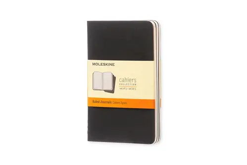 Notesbog Moleskine pocket cahiers sort 3 stk m/64 linjerede