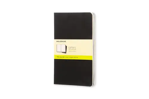 Notesbog Moleskine l cahiers sort 3 stk m/80 blanke ark