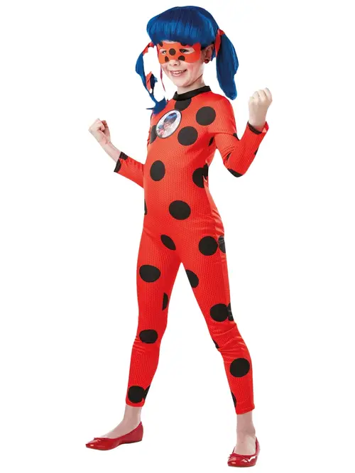 Miraculous Ladybug Classic kostume med maske str. 5-6 år