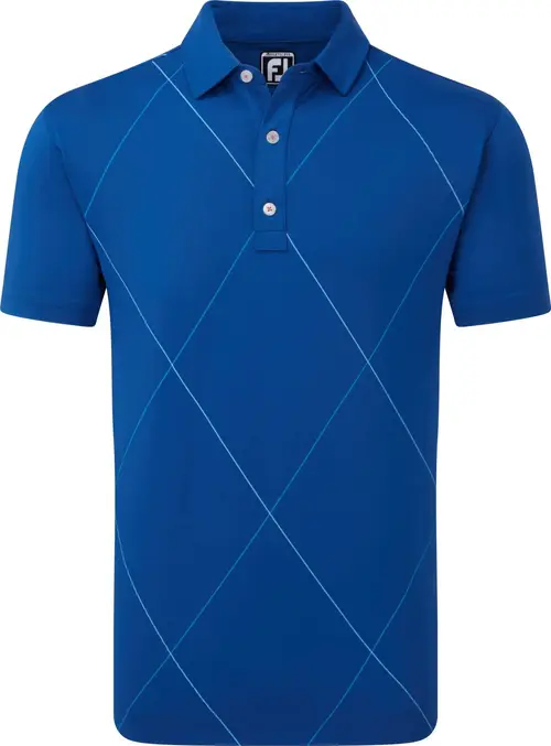 Footjoy Raker Print Lisle Herre Poloshirt - Deep Blue - Str. M