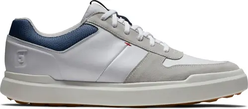 Footjoy Contour Casual (2024) Vandtætte Herre Golfsko Uden Spikes - White/Navy/Grey - Str. 40 Normal