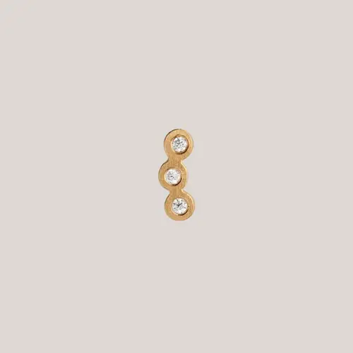 Three dots earring piece golden, ørestik med tre små sten forgyldt