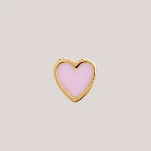 Petit love heart light pink enamel golden earring, Lille hjerte ørestik i lys pink forgyldt