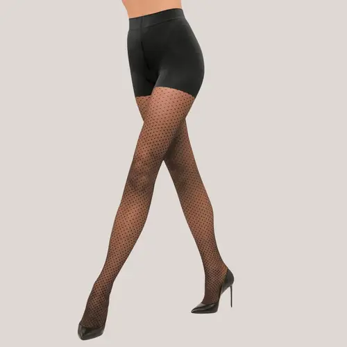 Control dots tights 20 den, sculpting patterned tights, stømpebuks med prikker i sort