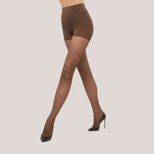 Control dots tights 20 den, sculpting patterned tights, stømpebuks med prikker i brun