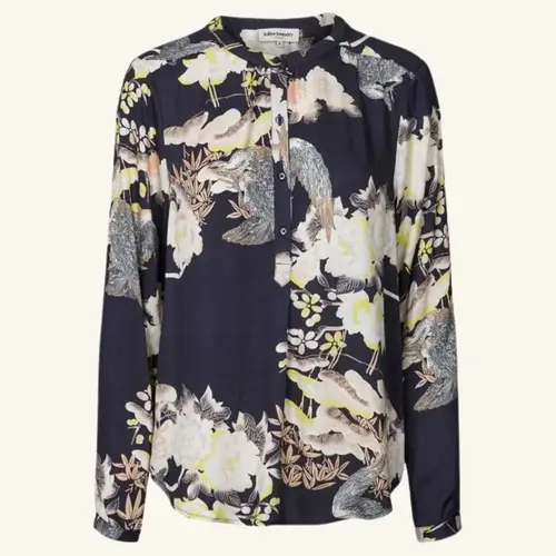 Singh Shirt, skjorte i mørkeblå med blomsterprint