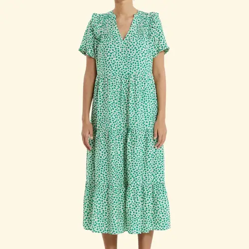 Freddy Dress, kjole med grønne blomster