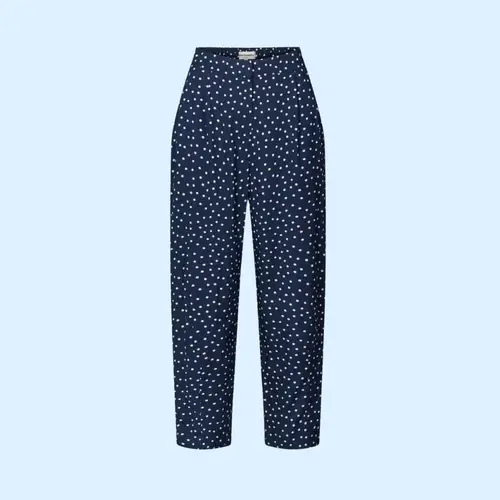 Maisie Pants, bukser med lige ben i navy og hvide prikker