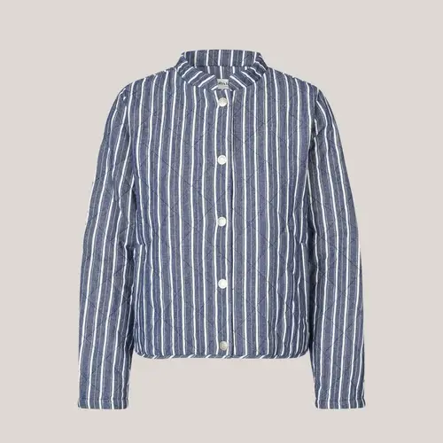 EmiliaLL Jacket - Stripe, vatteret jakke i denim blue