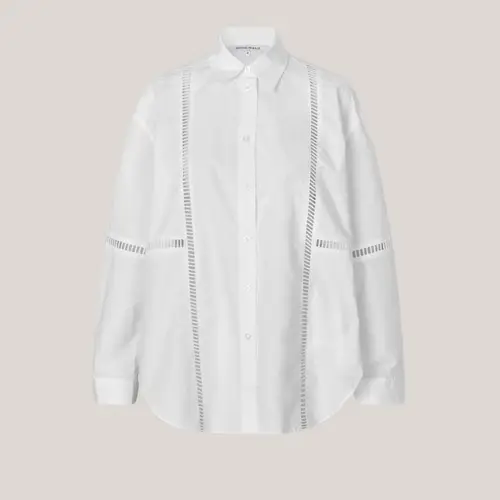 Arkina white shirt, hvid skjorte med hul mønster