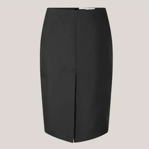 Evie New Pencil skirt, sort midi nederdel med slids foran