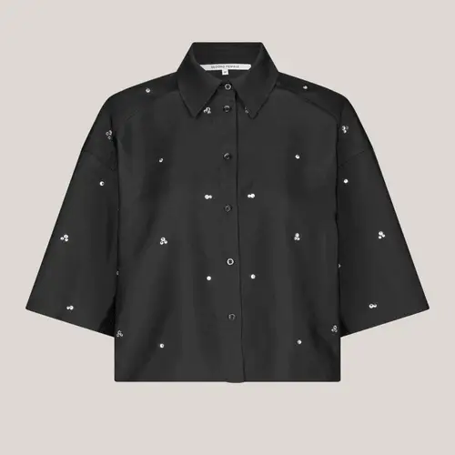 Elegance shirt, sort skjorte med simili sten