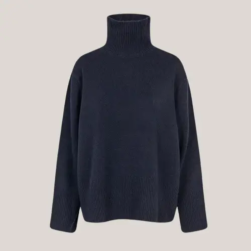 Alpha Knit T-Neck Night Sky, strik med rullekrave i navy