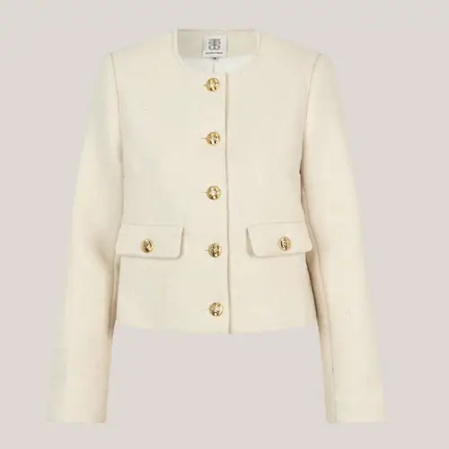 Juri Jacket, uld jakke i cream med guld knapper