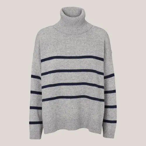 Lise Striped T-Neck knit, højhalset strik med striber