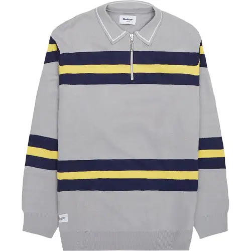 Butter Goods Polo Knit Sweater Strik Grå