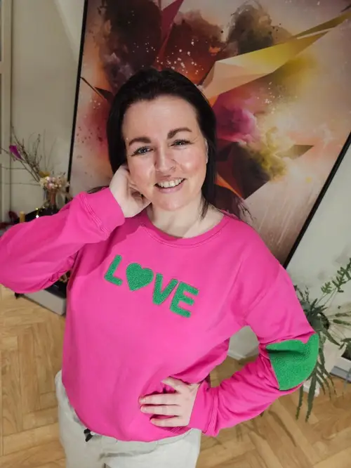 Love Sweater Pink / Green XS