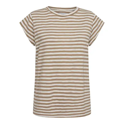 Ulla Stripe Tshirt Light Brown White Stripe M