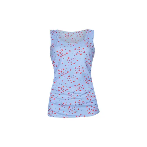 Alma Turn Top Light Blue Pink Heart S/M