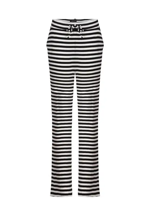 Natalia Straight Pants Black Creme Stripe XS