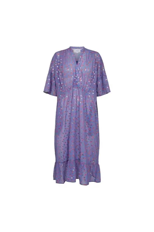 Karoline Dress Blue Pink Gold Flower L