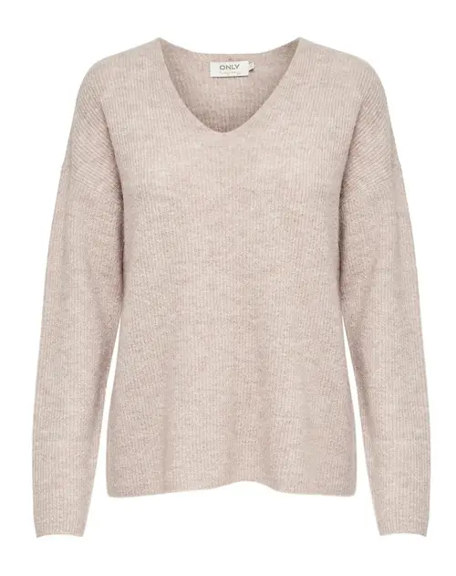 Onlcamilla V-Neck L/S Pullover Pumice Stone/Melange L