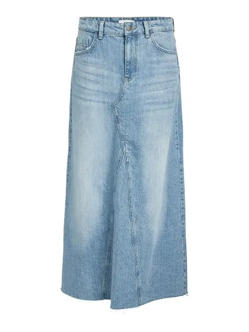 Object - Harlow Long Denim Skirt - Lyseblå