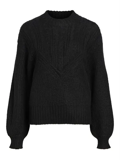 Object - Nova Stella Cable Knit Pullover - Sort