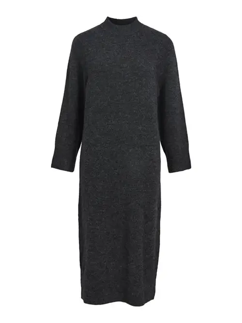 Object - Geromia Ls O-Neck Knit Dress - Mørkegrå