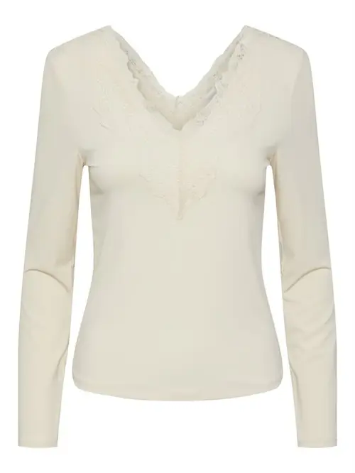 Y.A.S - Lori Ls Lace Top - Beige