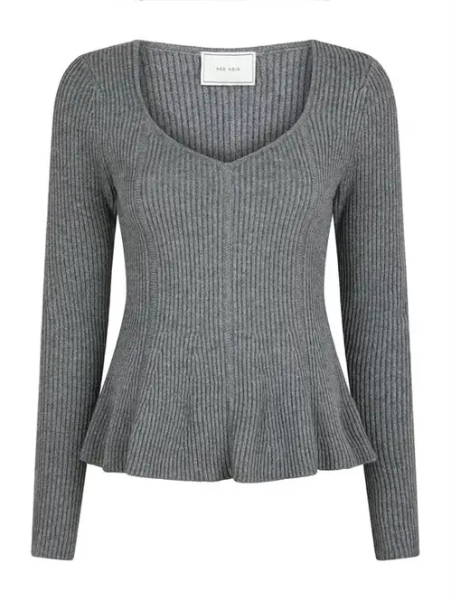 Neo Noir - Sorene Knit Blouse - Dark Grey Melange