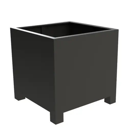 Plantekasse i aluminium med fødder - mørk antracit - flere varianter - 60 x 60 x 60 cm